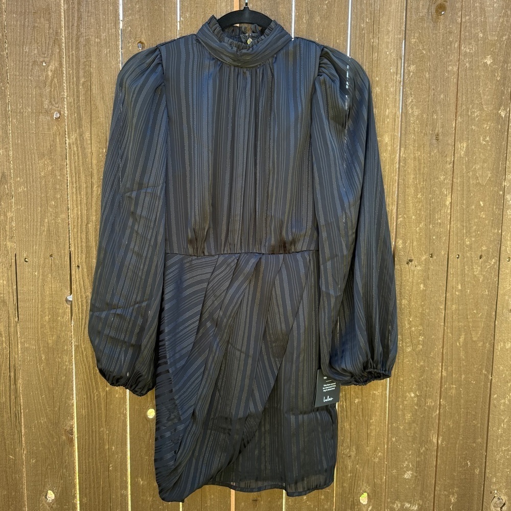 Lulus Black Metallic Stripe Mini Dress – Size XS (NWT)